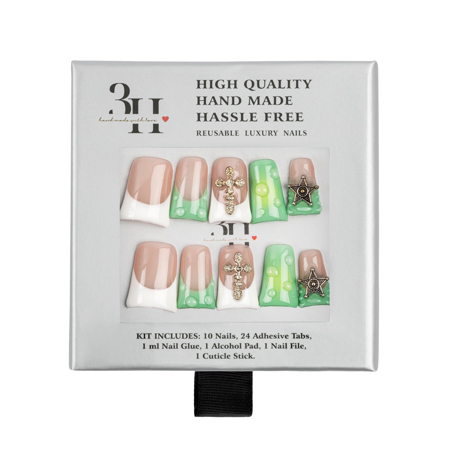 Handmade Y2K style press-on nails by 3H Nails featuring bright yellow duck design and trendy bratty details.