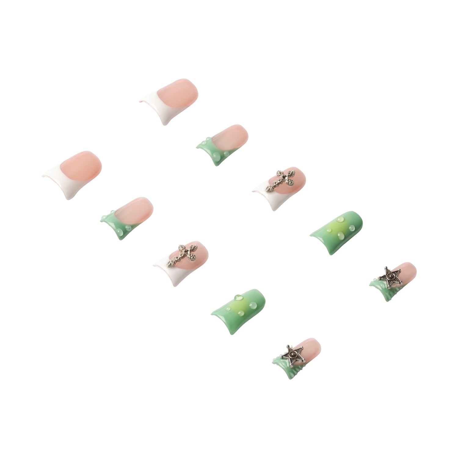 Handmade press-on nails with Y2K duck motif by 3H Nails, featuring a playful, colorful design for trendy nail fashion.