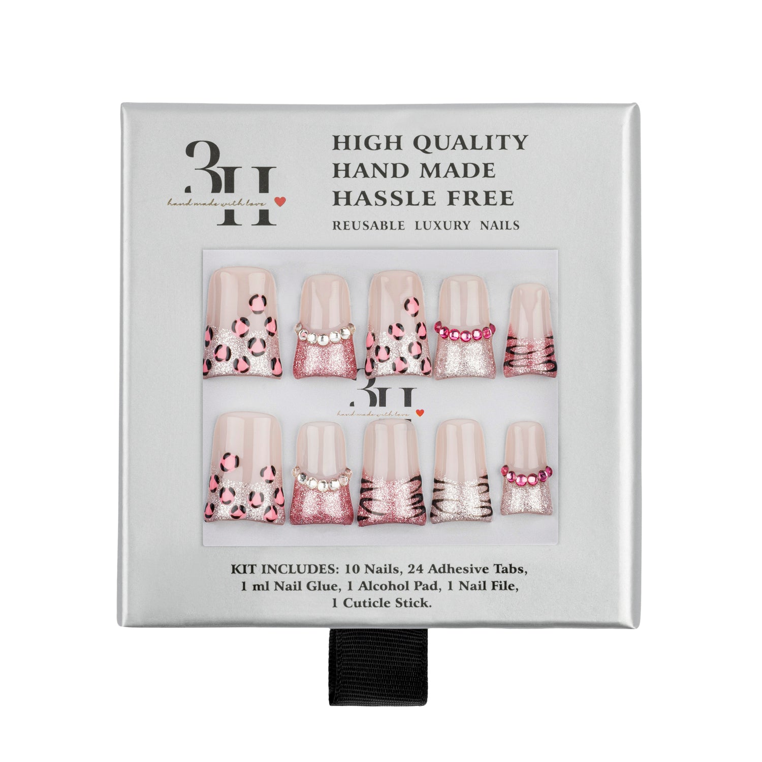 3H Nails luxury handmade press-on nails featuring Y2K duck design with vibrant colors and detailed nail art.