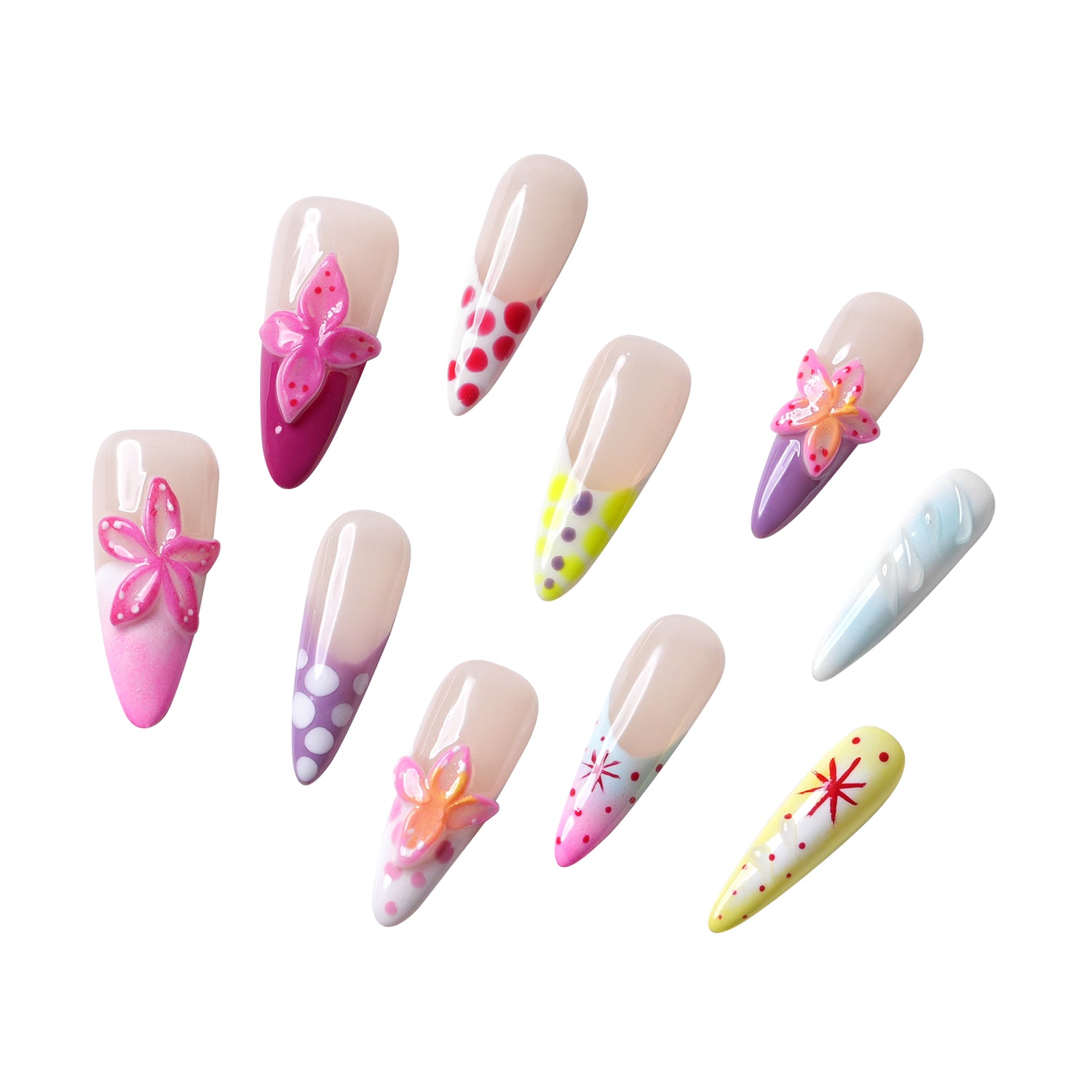 3H Luxury Handmade Press-on Nails - Garden Flutter