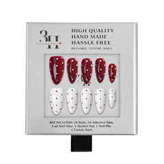 Handmade 3H Nails Babe Watch press-on nails in a box, showcasing a stylish and elegant nail design for easy application.