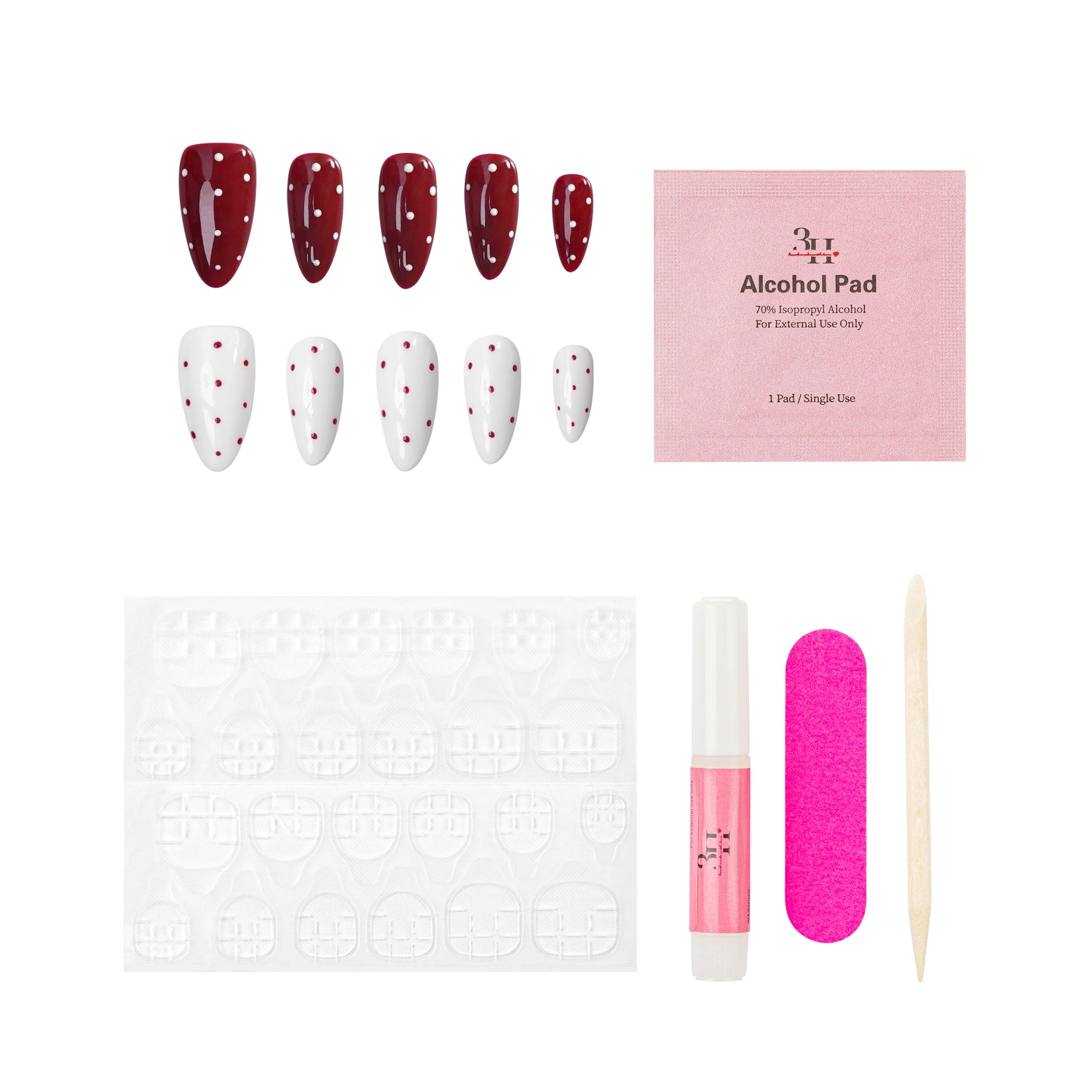 3H Nails luxury handmade press-on nails in Babe Watch design, featuring elegant, natural-looking nail tips with a stylish finish.
