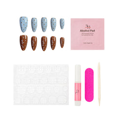 Handmade 3H Nails 3H Luxury Press-on Nails in Pebbles design, featuring natural stone-like texture and neutral color tones.