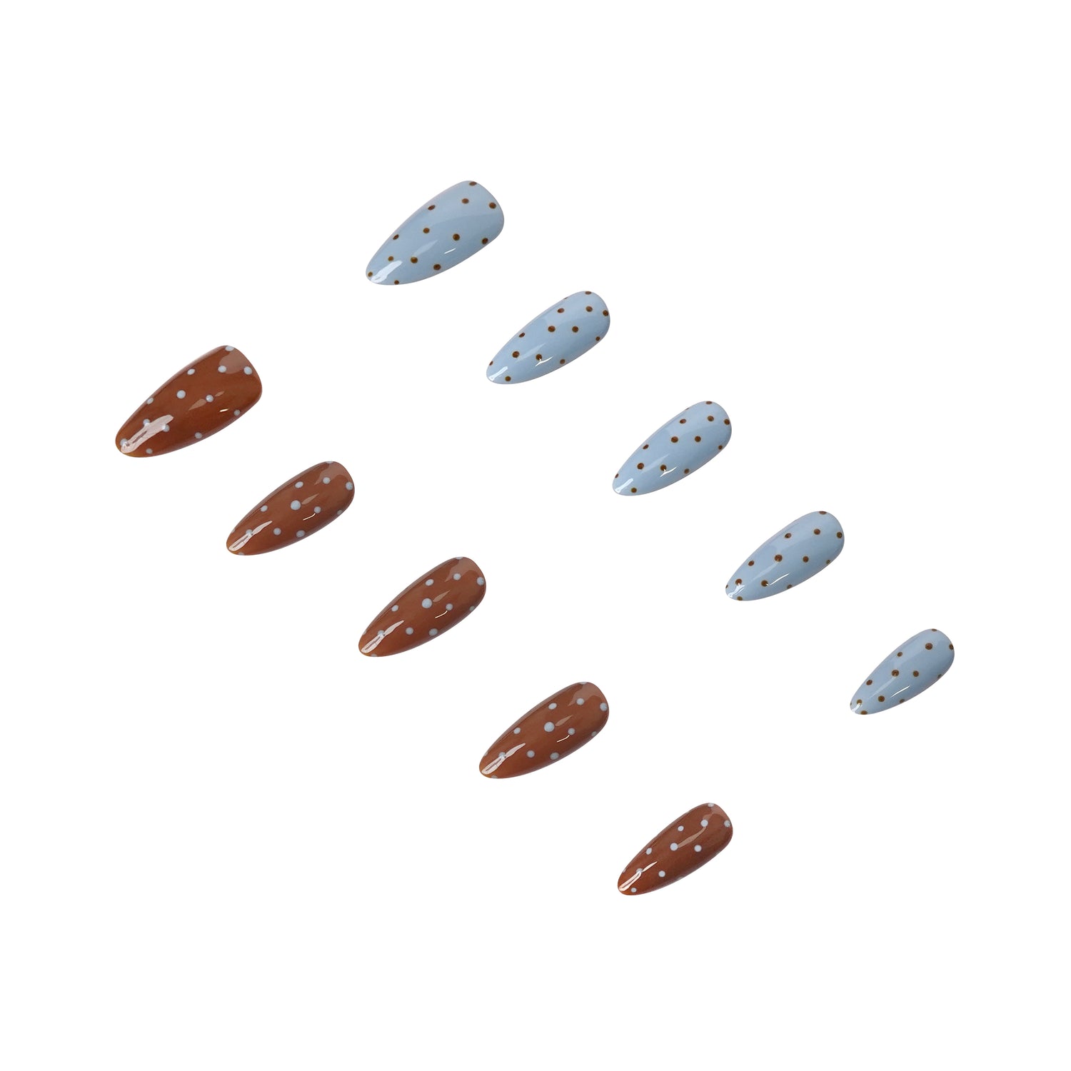 3H Nails luxury handmade press-on nails with pebble design, showcasing natural shape and detailed textured surface.