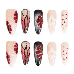 Berry Bloom - Long Almond Press-On Nails - 3H Nails