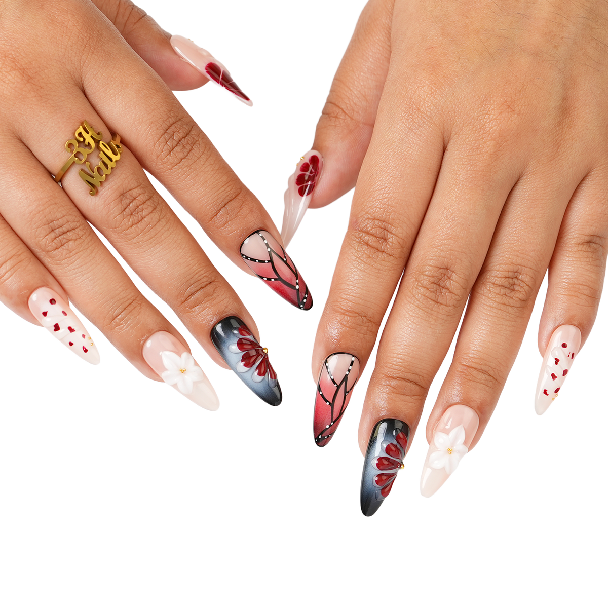 Berry Bloom - Long Almond Press-On Nails - 3H Nails