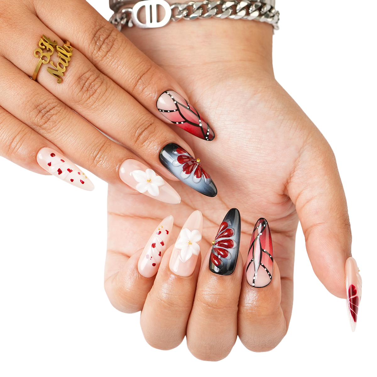 Berry Bloom - Long Almond Press-On Nails - 3H Nails
