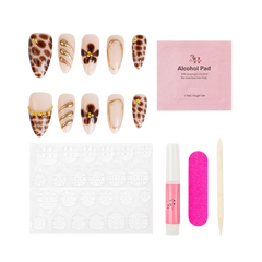 Café Gold - Long Almond Press-On Nails - 3H Nails