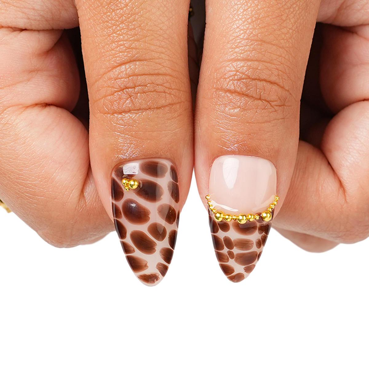 Café Gold - Long Almond Press-On Nails - 3H Nails