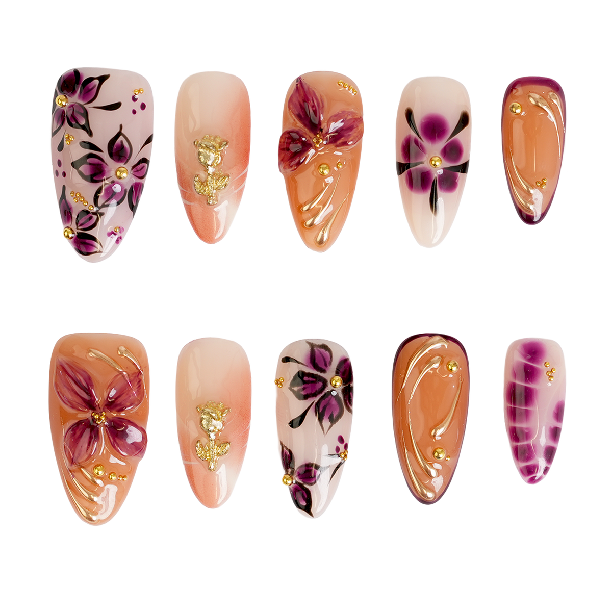 Cocoa Blossom - Long Almond Press-On Nails - 3H Nails