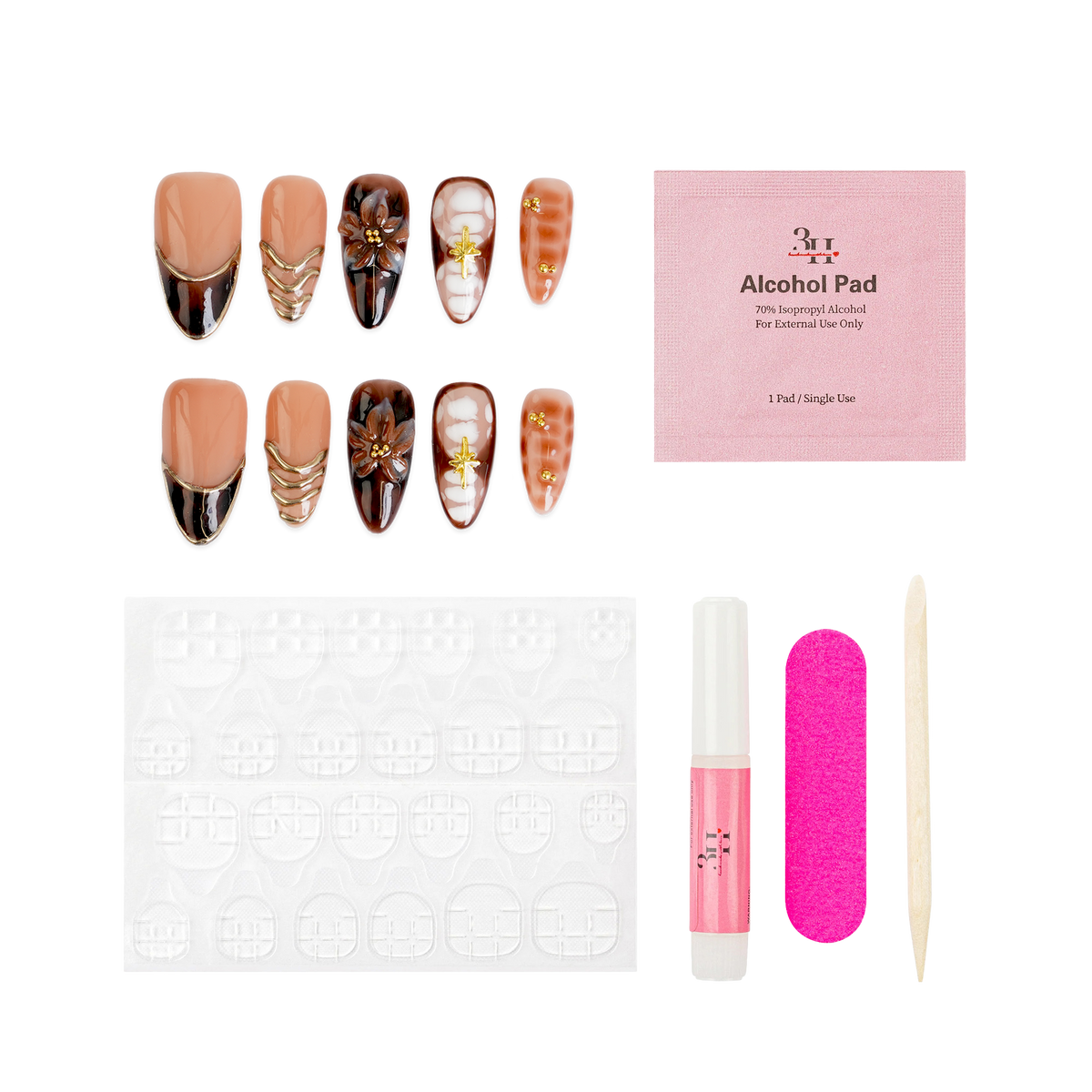 Cocoa Petals - Medium Almond Press-On Nails - 3H Nails