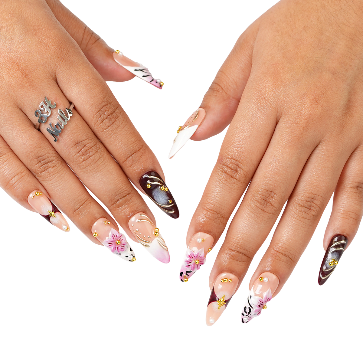 Raspberry Mocha - Long Almond Press-On Nails - 3H Nails