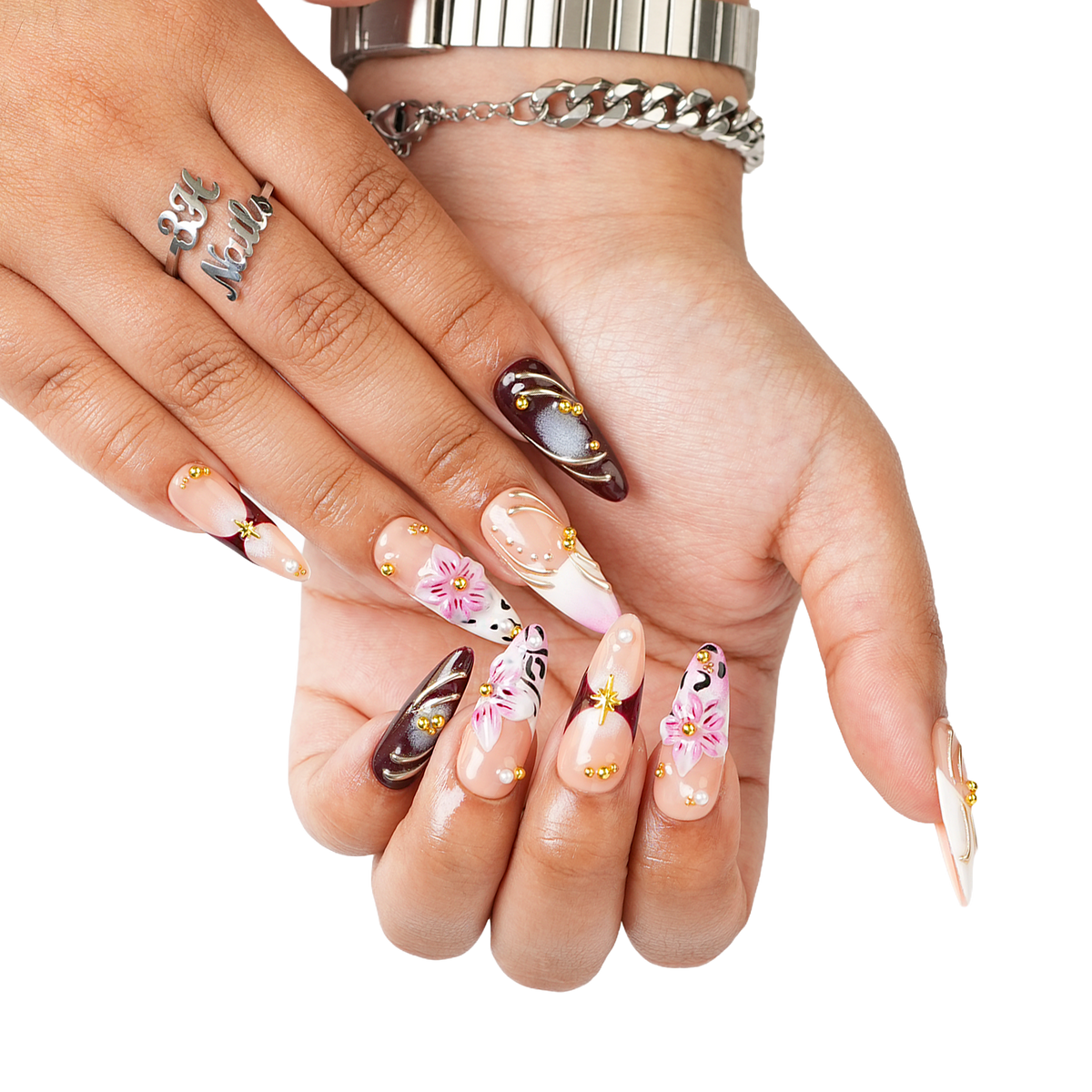 Raspberry Mocha - Long Almond Press-On Nails - 3H Nails