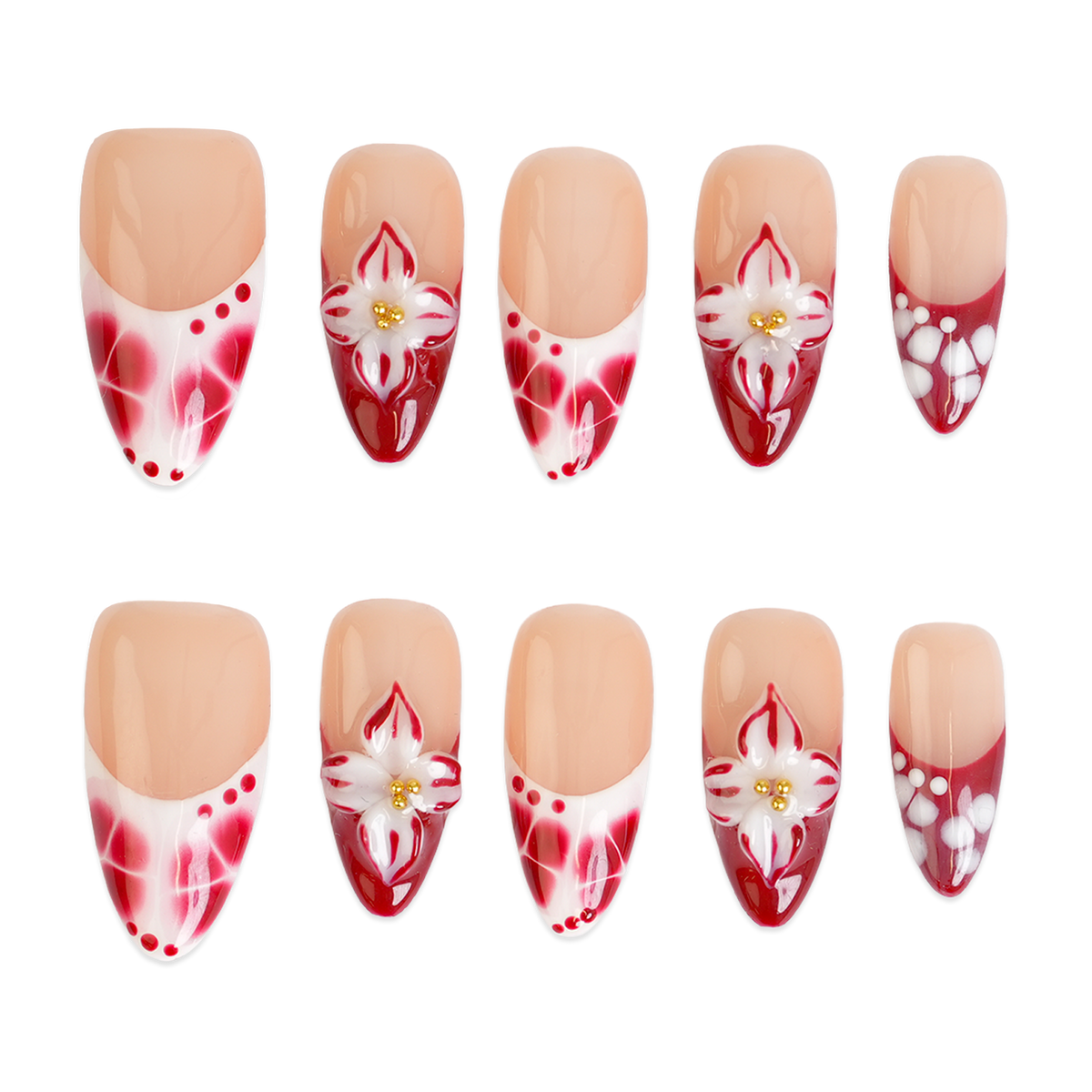 Red Velvet - Medium Almond Press-On Nails - 3H Nails