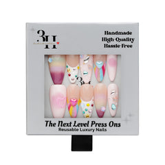 Medium almond press-on nails in San Francisco design by 3H Nails, featuring a stylish and natural-looking nail art pattern.