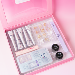 3H Nails Gel Nail Extension Starter Kit with ocean-inspired colors and tools for professional nail enhancements.