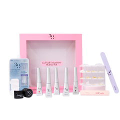 3H Nails Gel Nail Extension Starter Kit with ocean-themed gel polishes and tools for professional nail enhancements.