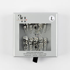 3H Luxury Handmade Press-on Nails - Chrome Dagger - 3H Nails