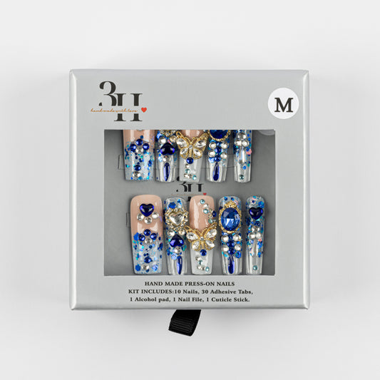 Sapphire Spell-Luxury hand made press on nails