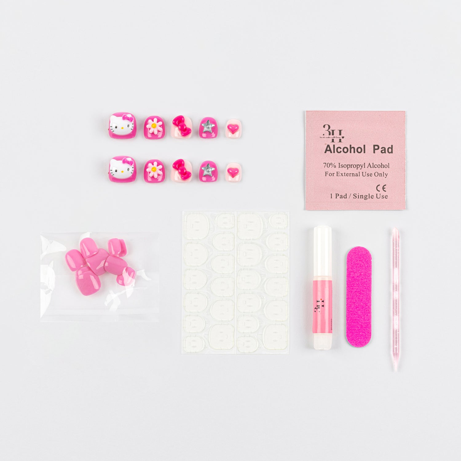 Hello Kitty Kids Luxury 3D Handmade Press-On Nails - 3H Nails