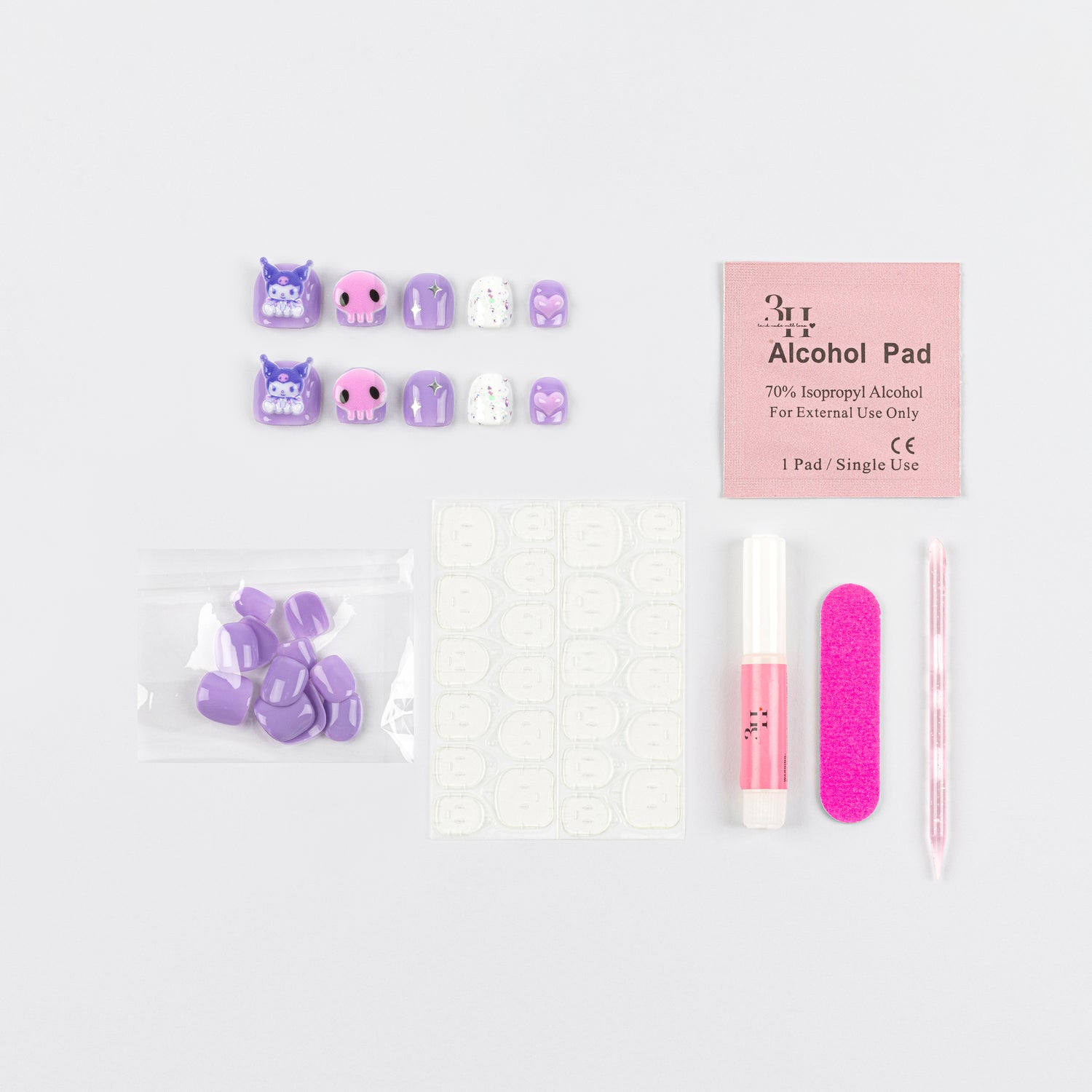 Kuromi Kids 3D Luxury Handmade Press-On Nails - 3H Nails