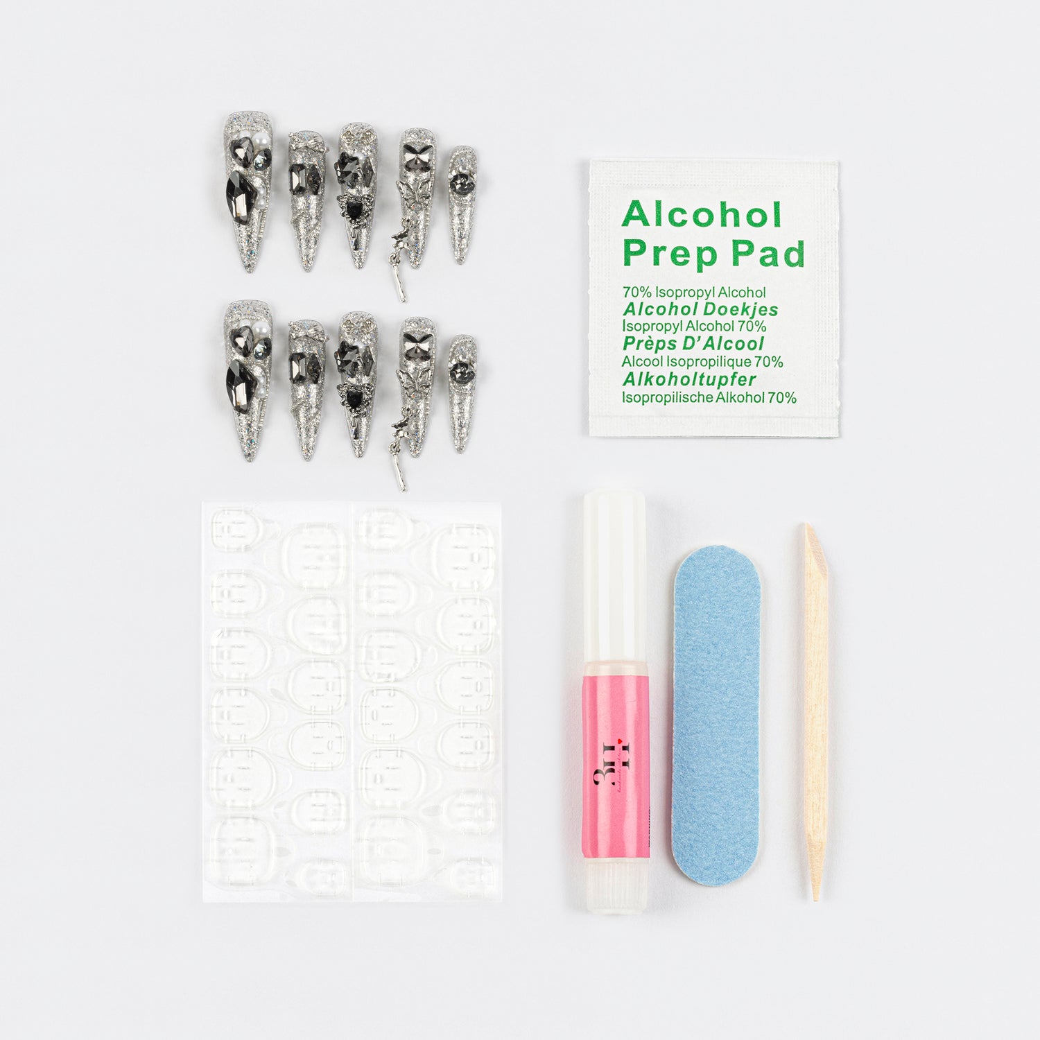 3H Luxury Handmade Press-on Nails - Chrome Dagger - 3H Nails