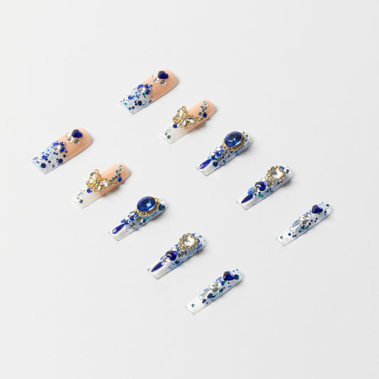 3H Luxury Handmade Press-on Nails - Sapphire Spell