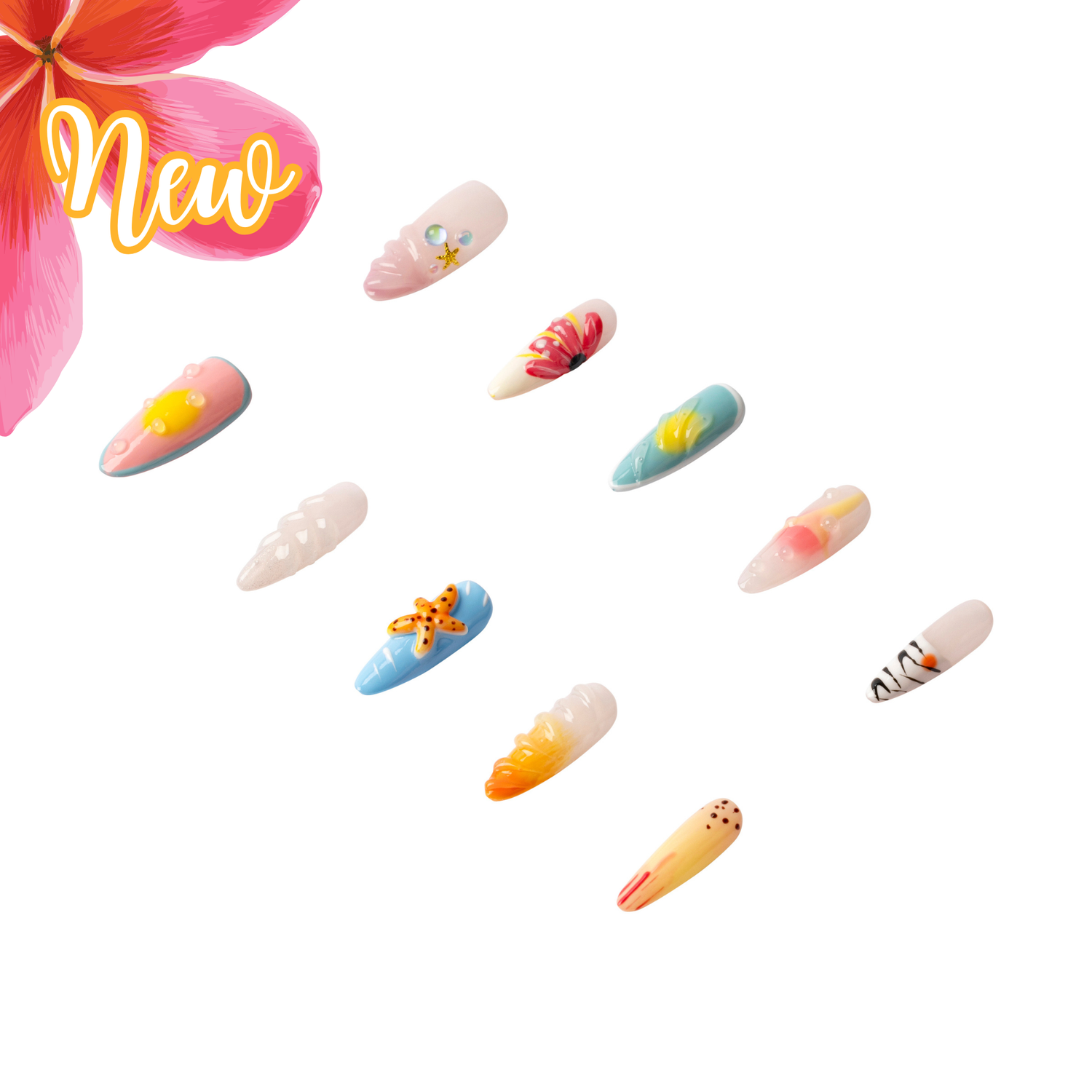 3H Luxury Handmade Press-on Nails - Sunset Shoreline