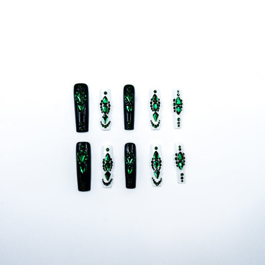 3H Luxury Handmade Press-on Nails - Green Enigma