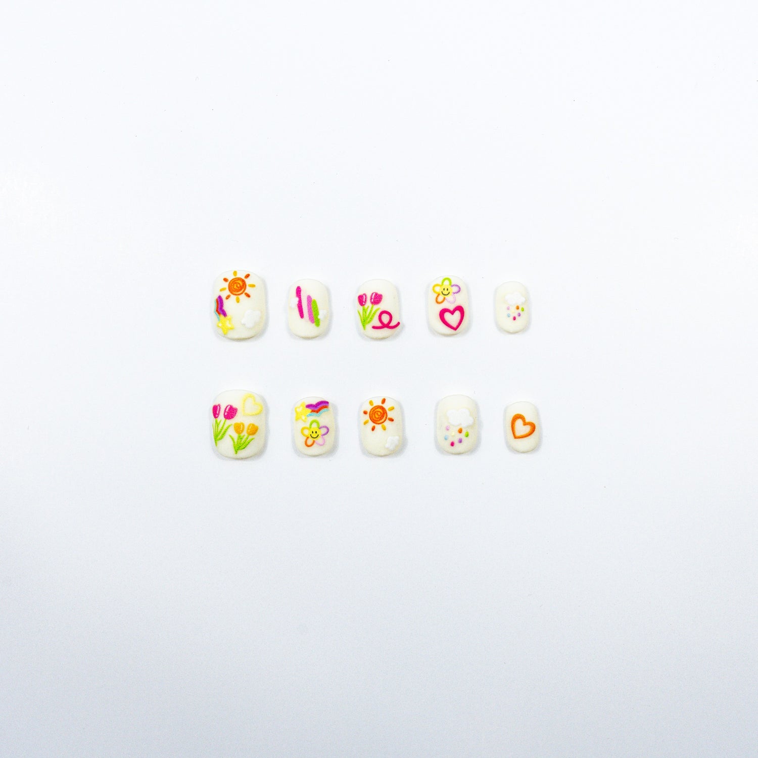 3H Luxury Handmade Press-on Nails - Floral Sketches - 3H Nails