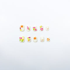 3H Luxury Handmade Press-on Nails - Floral Sketches - 3H Nails