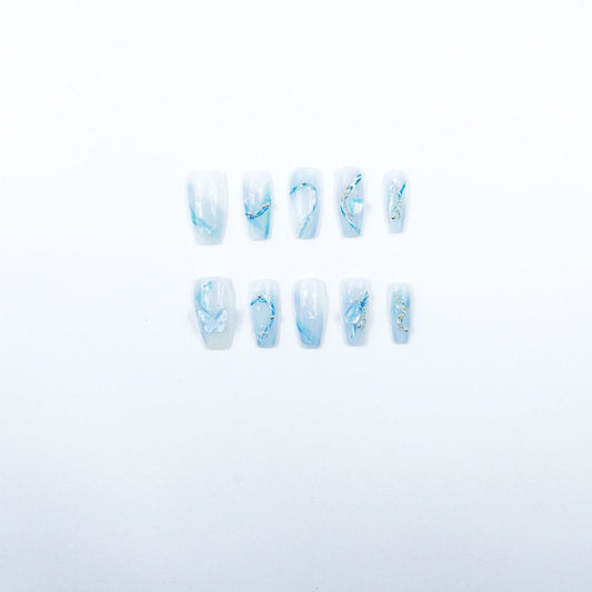 Blue Mirage premium hand made press on nails