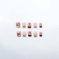 3H Luxury Handmade Press-on Nails - Ruby Bow Charm - 3H Nails