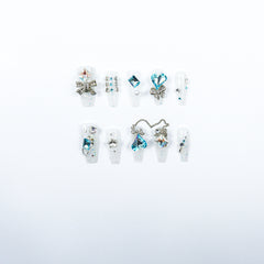 3H Luxury Handmade Press-on Nails - Crystal Blue Glam - 3H Nails
