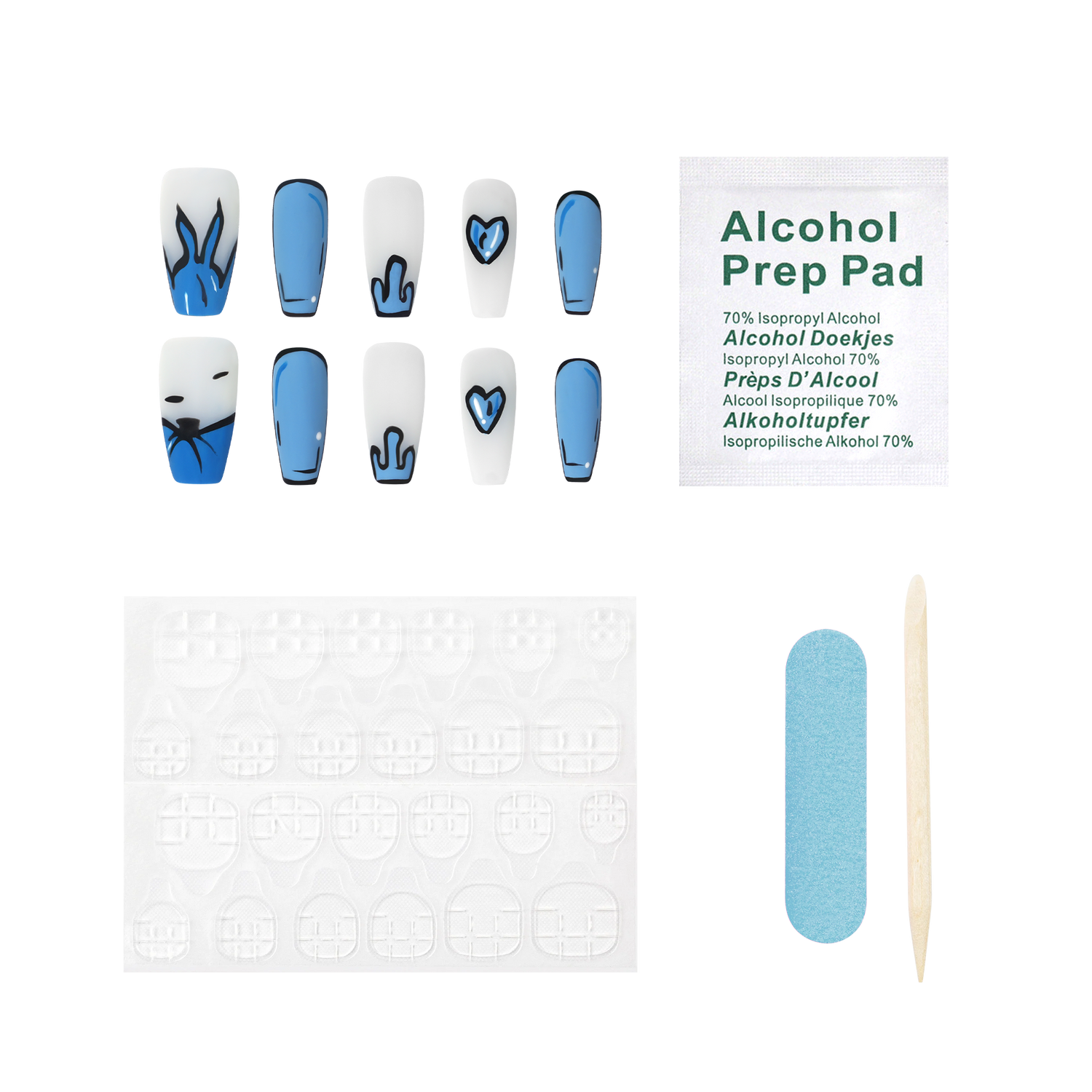 Blue Bunny Pop - Medium Coffin Press-On Nails