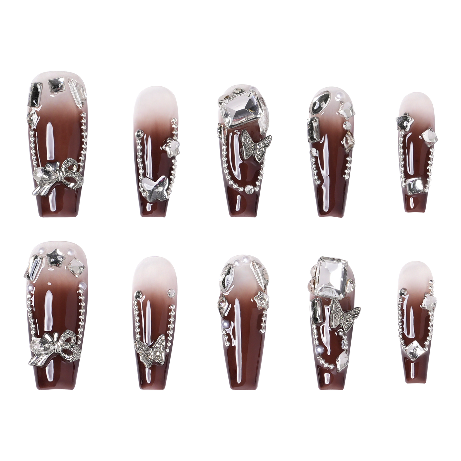 Vintage Glamour - Long Coffin Press-On Nails