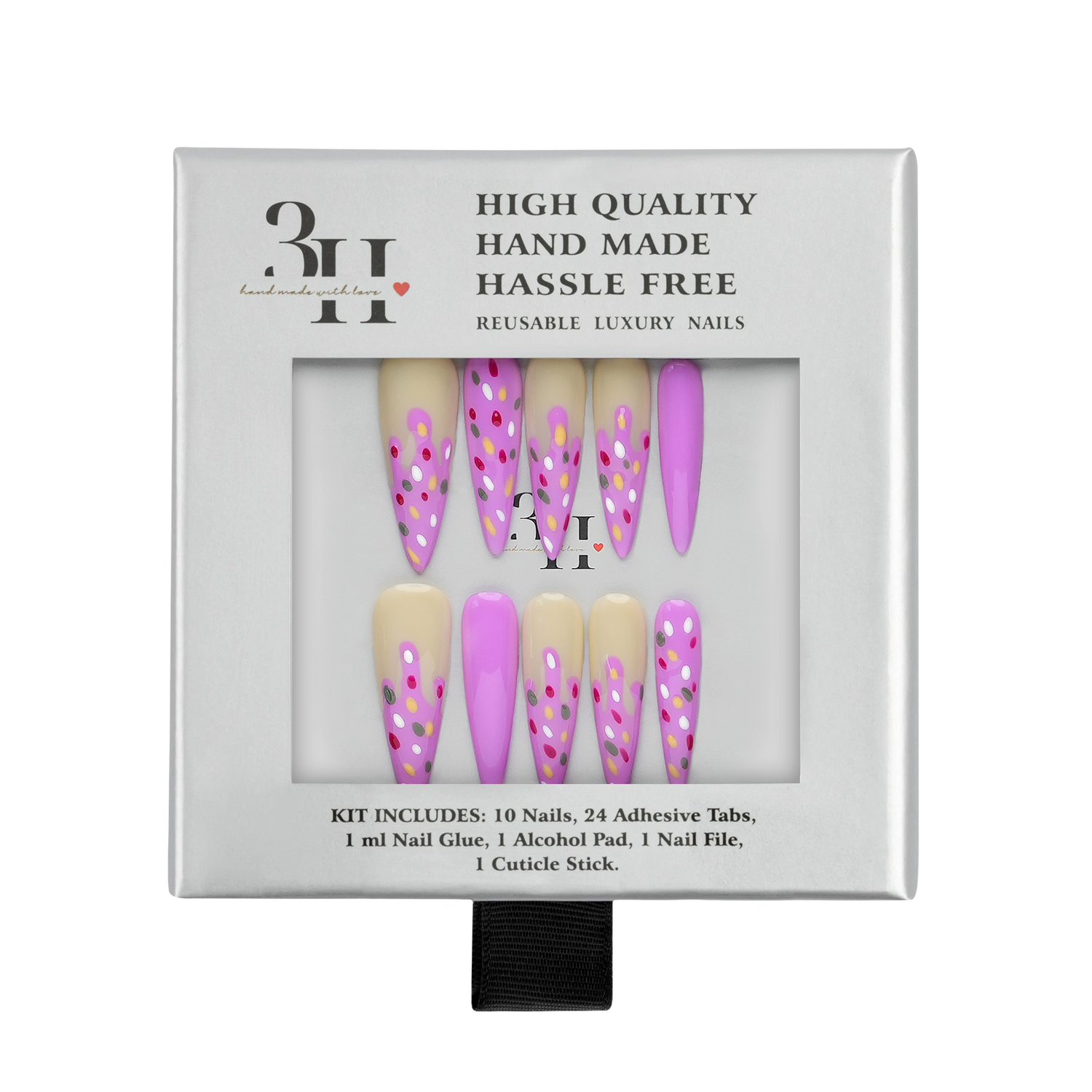 Confetti Frosting - Long Almond Press-On Nails
