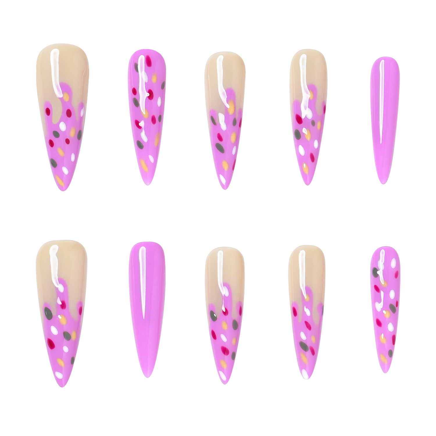 Confetti Frosting - Long Almond Press-On Nails