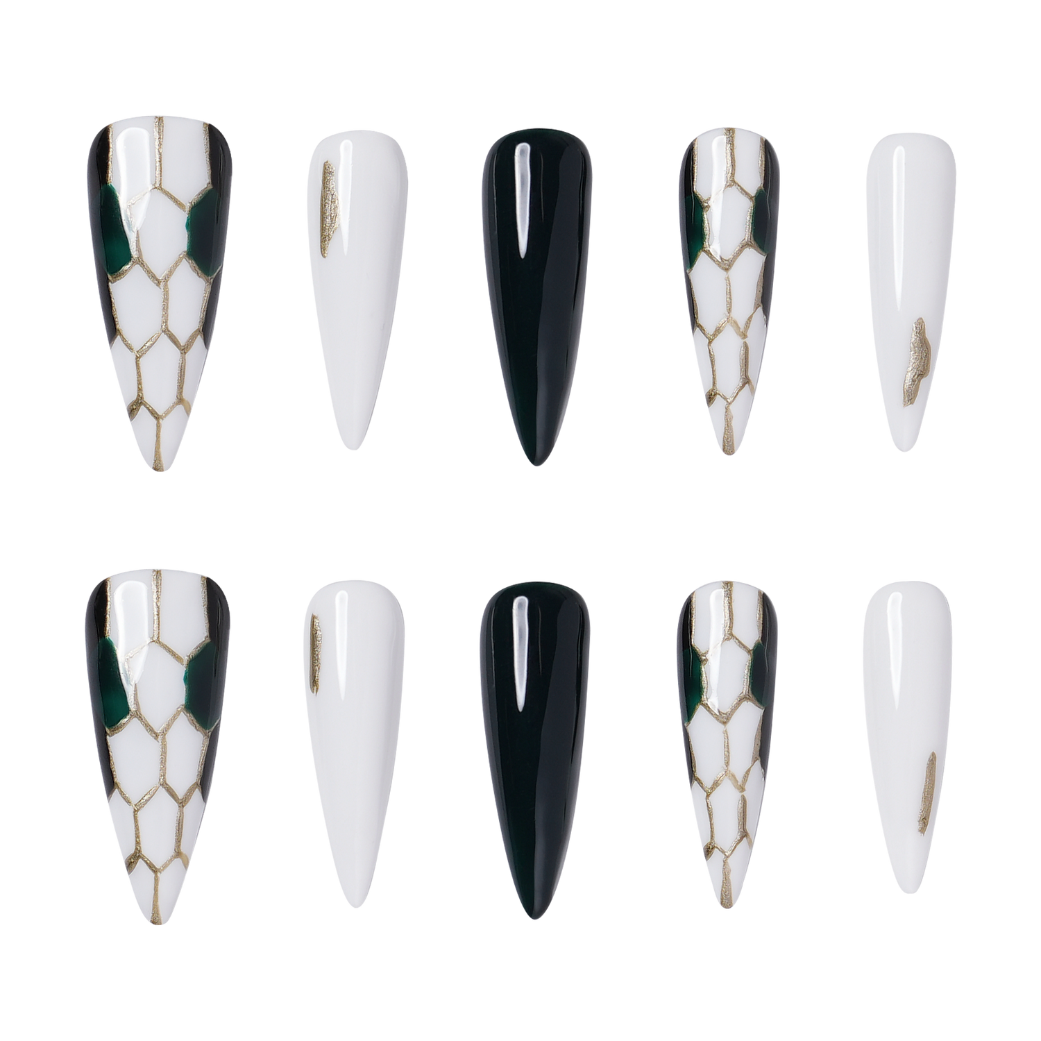 Gilded Viper - Long Stiletto Press-On Nails