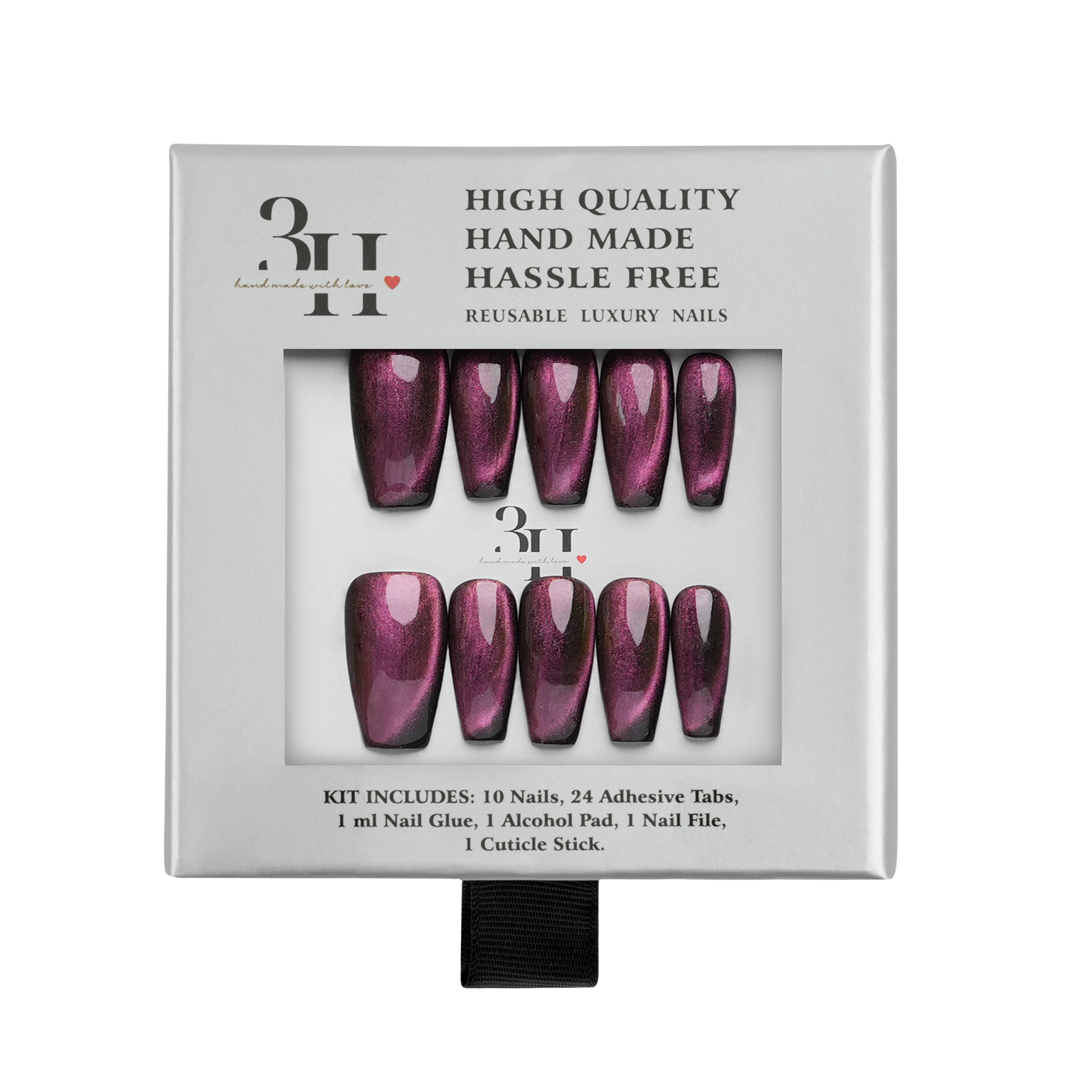 Purple Metallic Majesty - Medium Coffin Press-On Nails