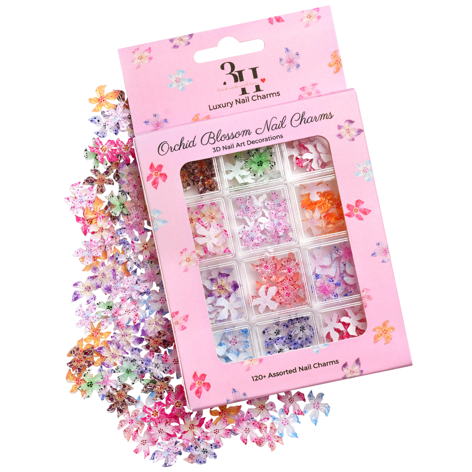 Orchid Blossom - 120+ Assorted Nail Charms