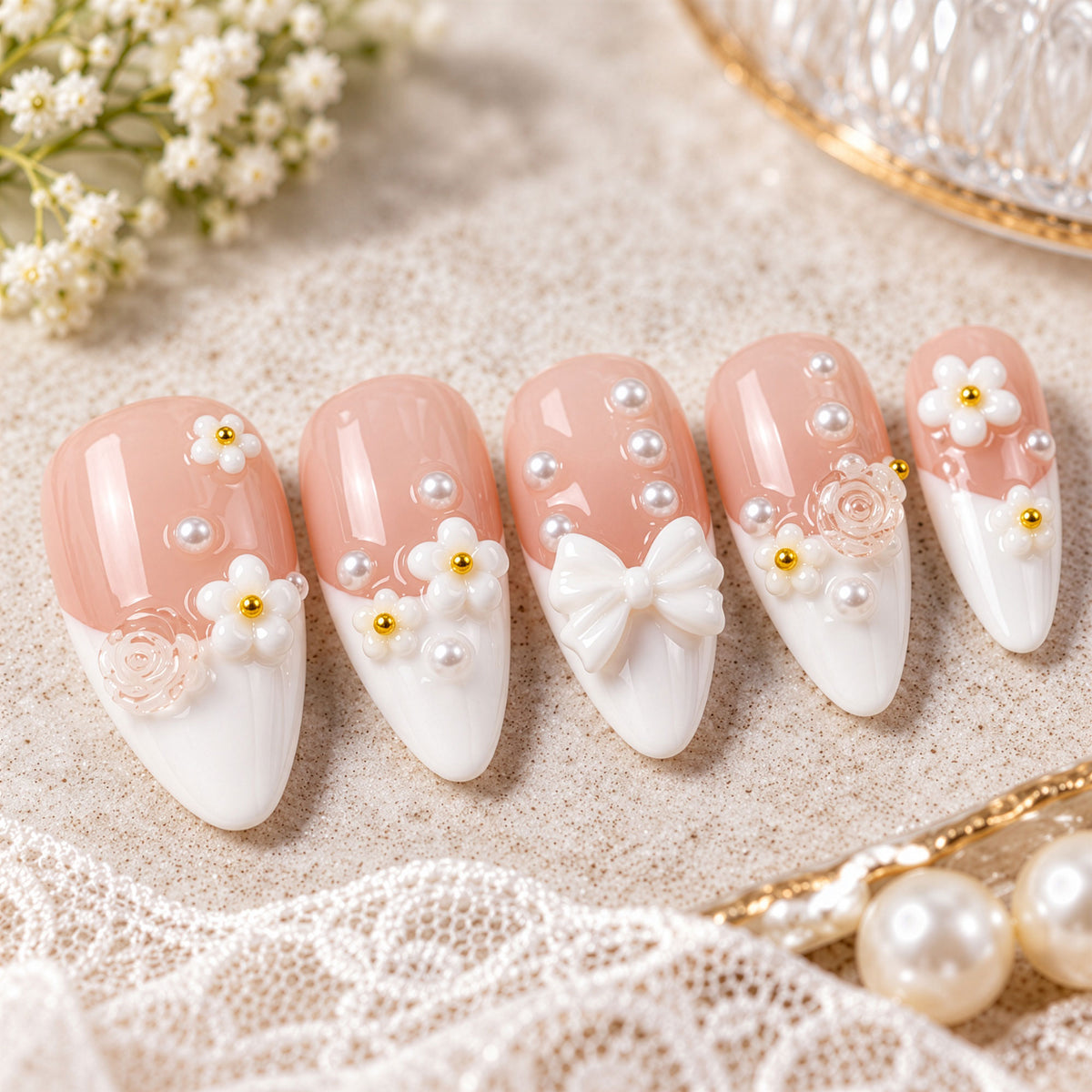 Elegant Vows - Medium Almond Press-On Nails