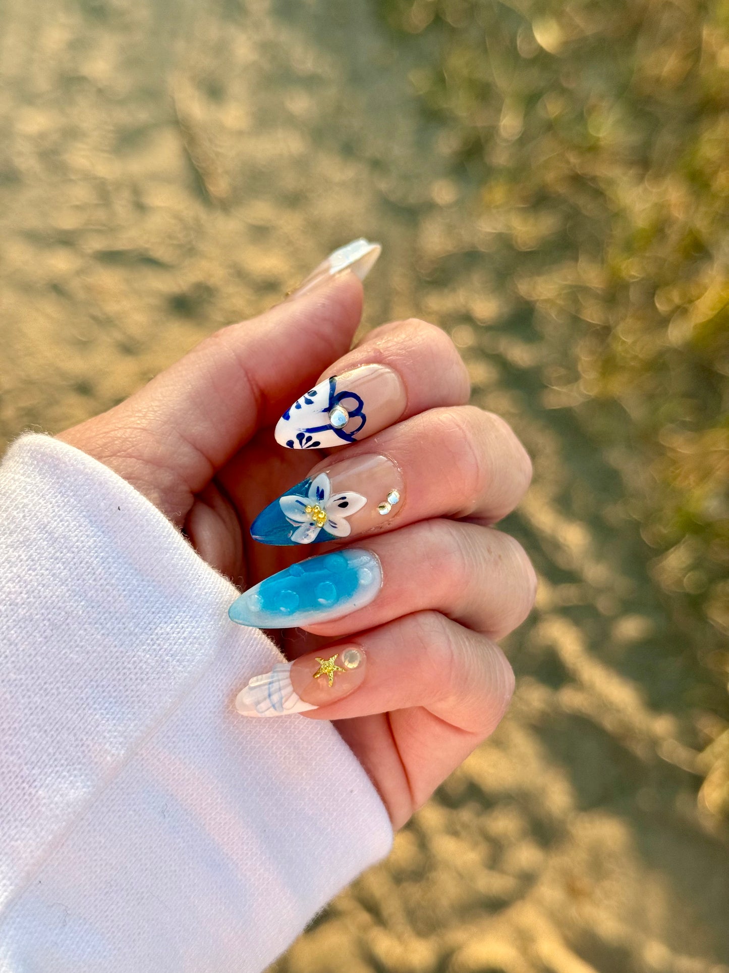 Mermaid Summer-3H luxury hand made press on nails