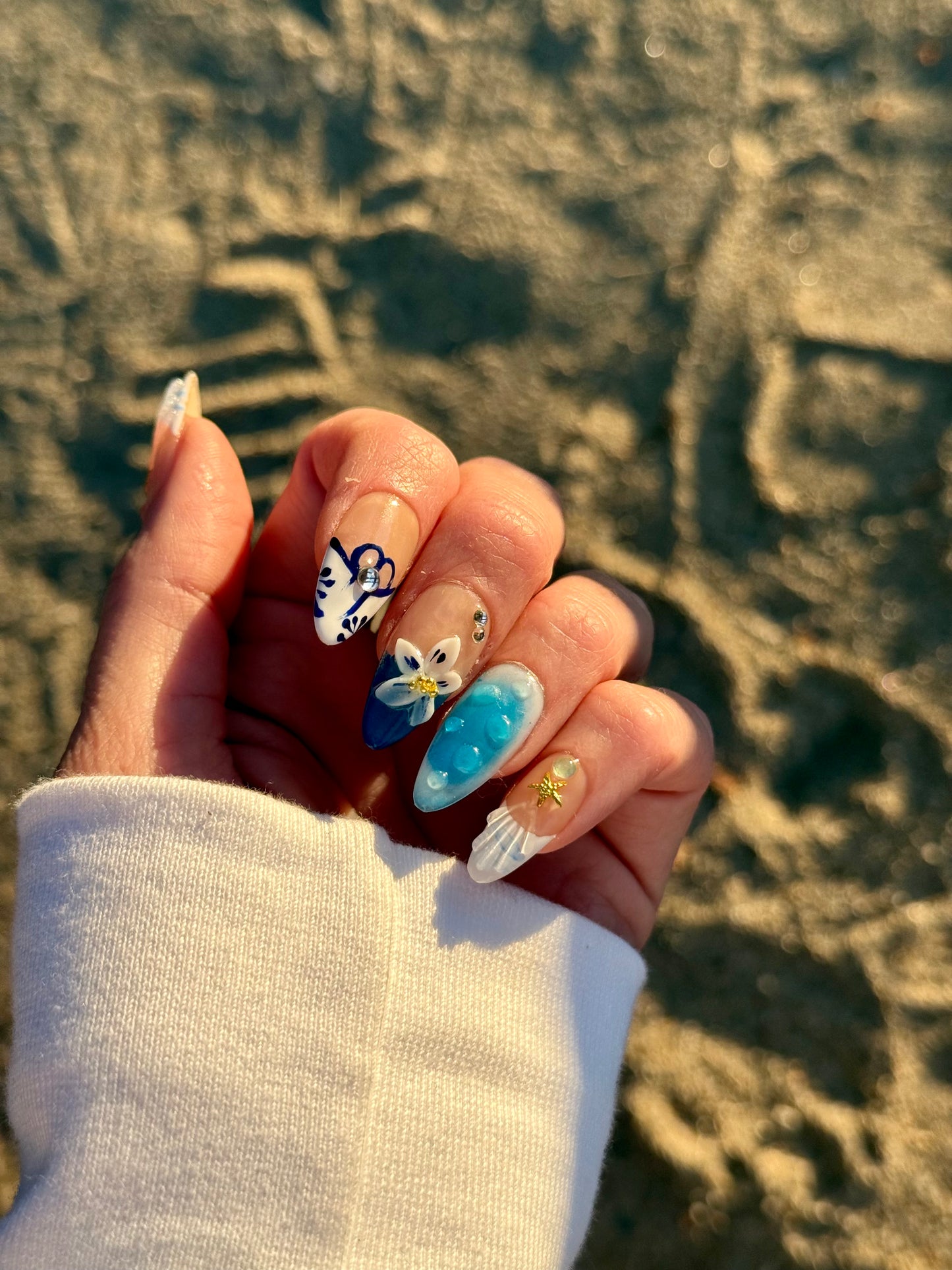 Mermaid Summer-3H luxury hand made press on nails