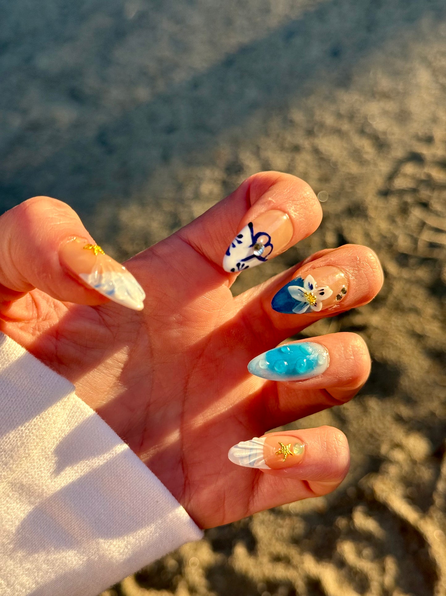 Mermaid Summer-3H luxury hand made press on nails