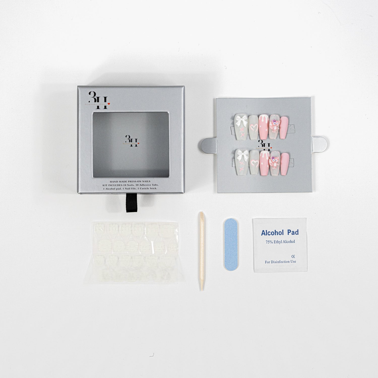 3H Luxury Handmade Press-on Nails - Sweetheart Swirls Nails - 3H Nails